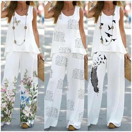 Women's Two Piece Pants Elegant Tank Top & Sets 2023 Spring Girly Fresh And Sweet Polyester Sleeveless Fashion Casual Set Summer Outfits