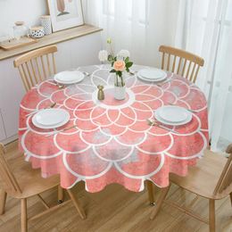 Table Cloth Oil Painting Abstract Floral Texture Pink Round Tablecloth Waterproof Cover For Wedding Party Decor Dining