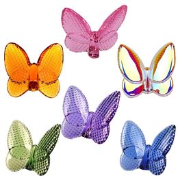 Decorative Objects Figurines Glass crystal lucky butterfly decoration is full of vitality bright Colours home garden decoration art crafts gifts 230407