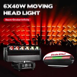 Moving Head Lights MOKA SFX 6x40w Beam Strobe Moving Head Stage Lighting Professional 96pcs 7070 Lamp Beads Strobe for DJ Disco Show Q231107