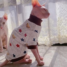 Cat Costumes Fashion Spring Sphynx Clothes Hairless Cute Star Painting Turtleneck UnderCoat Skin-Friendly Sweater For Outwear
