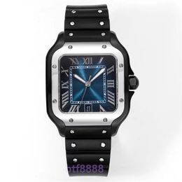 Men's watch with imported mechanical movement sapphire mirror natural fluorine rubber strap black out of print designer watches