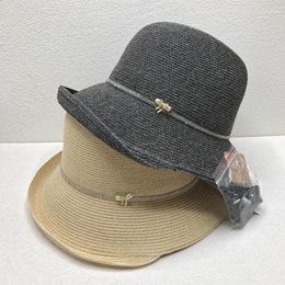 Wide Brim Hats Japanese Fine Grass Light Luxury Women Beach Casual Straw Hat Vacation Travel Fashion Solid Colour Rhinestone Raffia Eger22