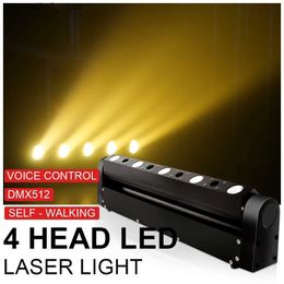 Moving Head Lights Moving Head Laser Lamp Led 4 eyesRGBDMX512Controller Rotating Stage LightingProfessional Entertainment Party DJ Disco Bar Club Q231107