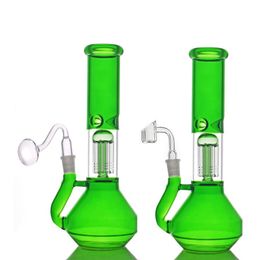 1PCS Glass Bong hookah 10.5inch Dab Oil Rig arm tree Percs honeycomb recycler beaker Bongs with 14mm male glass oil burner pipes quartz