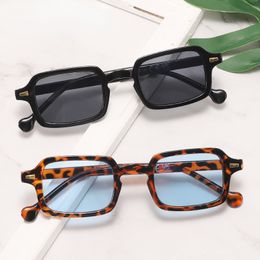 Sunglasses Frames UV400 Men Women Leopard Blue Retro Rivets Decoration Gradient Shades Fashion Square Earwear 230407