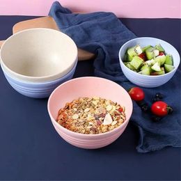 Bowls 4pcs Portable Reusable Household Dishware Set Kids Adult Spoon Fork Cup Salad Soup Bowl Plate Wheat Straw Kitchen Tableware