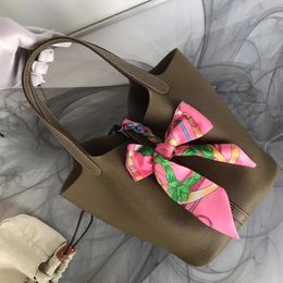 202410A Leisure Bucket Women's Tote Classic Designer Premium TC Leather Semi-handmade Fashion Capacity Bag with original gift box packaging4