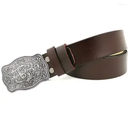 Belts Designer Men Genuine Leather Black Brown Waist Strap With Prints Buckle Head