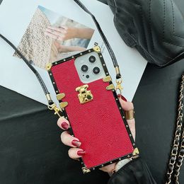 wholesale Fashion Phone Cases For iPhone 11 12 13 14 15 Plus Pro Max PU leather shell With lanyard Retro Special Offer Clear Stocks