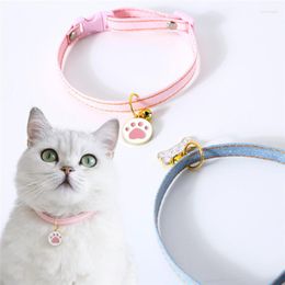 Dog Collars Adjustable Kitten Collar Cowboy Pet Necklace Cute Cat Claw Bell Bone Pendant Neck Strap Teddy Accessories