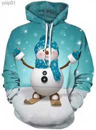 Men's Hoodies Sweatshirts Cross Border Spring and Autumn New 3D Printing Snowman Christmas Series Loose Sports Hooded Men's and Women's Kids Sweaters TopsL231107