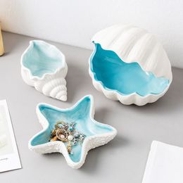 Decorative Objects Figurines Ceramic Shell Storage Modern Desktop Key Sundries Storage Modern Home Decoration Living Room Bedroom Desktop Decoration 230407