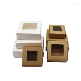 Jewelry Pouches Wholesale 50pcs Various Retangular Window Box Paper Packaging Kraft White Gifts Candy Displays With Windows