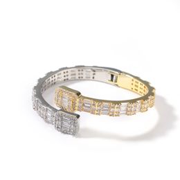 Fashion Chain Open Size Zircon Bracelet Iced Out Diamond Studded Staggered Two Color Bracelet Personality Hip Hop Jewelry