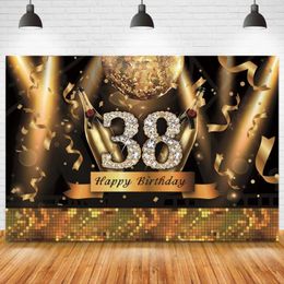 Party Decoration 35th Adult Birthday Pography Backdrop Lights Champagne Po Background Customization Poster Banner Pozone
