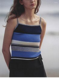 Women's Tanks Women Vintage Retro Chic Striped Cami Top Basic Tube Summer Vacation 2023 In Y2k Korean Fashion