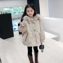 Jackets Winter Children's Down Jacket Real Fur Collar Thicker Warm Parkas Boys Girls Overcoat A3015