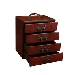 Jewellery Settings Display Multifunctional For Women 4 Drawers Handmade Antique Large Capacity Bedroom Wooden Box Portable Cabinet Desktop 230407