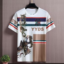 Men's T-Shirts Designer Large Short Sleeve T-shirt Men's Fashion Brand Summer Casual Korean Fashion Print Loose Ice Silk Round Neck Half Sleeve SIZE 2XL-10XL