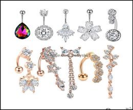 Body Arts Tattoos Art Health Beauty Dangle Belly Button Ring Set 14G Zircon Navel Barbell For Both Men And Momen5920998