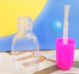 Quality Empty Square Nail Polished Bottle Mini Cute Clear Plastic With Cap Brush Plastic Nail Bottle For Children 5g