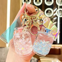 Akryl Glow-in-the-Dark Gas Canister Key Chain Quicksand Bottle Pendant Exquisite Bag Key Chain Decoration Partihandel