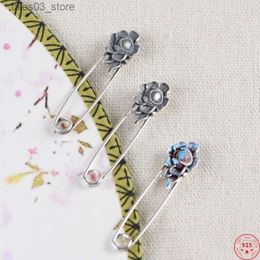 Pins Brooches S925 Sterling Silver Brooches for Women New Women's Fashion Enamel Flowers Simple Pin Punk Breast Jewellery Free Shipping Q231107