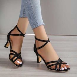 Sandals 2023 New Sandals Women's Ankle Strap Gladiator Sandals Women High Heels Cross Straps Gold Sandalias Mujer Summer Shoes Woman Y2304