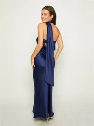 Casual Dresses WJFZQM Women's Sexy Solid Shawl Collar Sleeveless Off Shoulder Evening Maxi 2023 Elegant Club Party Dress