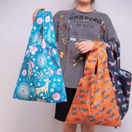 Foldable Shopping Bag Reusable Eco Bags For Vegetables Grocery Package Women's Shopper Bag Large Handbags Tote Bags Pocket Pouch