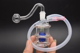 Hot on sale Glass Water Bong Colorful Downstem Recycler Oil Rigs Beautiful Bubbler Pipes with 10mm Pot Roast and Hose Thickness