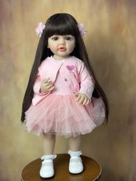Dolls 55 CM 22 Inch Reborn Baby Lifelike Realistic Stand Girl Doll Full Soft Silicone Body Princess Toddler Bebe Birthday Gift 230407