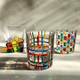 Wine Glasses Transparent Colorful Glass Coffee Cup Milk Whiskey Tea Beer Double Creative Cocktail Vodka Mug Drinkware Tumbler Cups Gifts