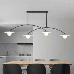 Chandeliers 2023 Dining Table Pendant Lighting Nordic Minimalist Creative Bar Simple One-word Long Strip Board Chandelier Restaurant