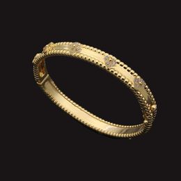charm bracelets designer jewellery luxury VC Large and small full four-leaf band drill narrow version kaleidoscope bracelet 18K gold 925