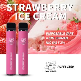 Original Jam king 1500 Puff Vape Disposable Cigarette China 4.8ml Prefilled 850mAh Battery Pod kit Distributor 20mg UK e zigarette vs puffbar elfbar crystal 15000 15k