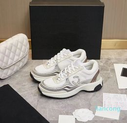 2023 Sneaker Fashion Women Shoe Gold Silver Platform Trainers Calfskin Leather Runner Trainer 35-45