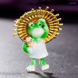 Brooches Zlxgirl Arrival Lovely Enamel Frog With Hats Shape Brooch For Women Kids Scarf Clothes Jewellery