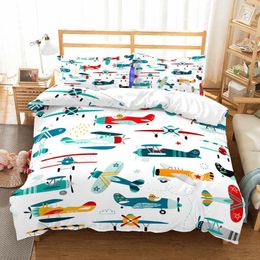 Bedding Sets Model Plane Winter Comforter Cover For Blue White 3D Print Cartoon Robot Toy Car Bed Set And Pillowcases Full Kid