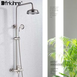 Bathroom Shower Sets Faucet Rotate Tub Spout Chrome Wall Mount Rainfall Head With Handshower Cold And Bracket Tap