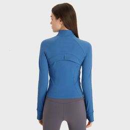 Yoga Outfits LL0211 Coat Jackets Yoga Stretch Sport Jacket Long Sleeve Jogging Activewear Full Zip Thin Workout Sportswear Comprehensive Slim