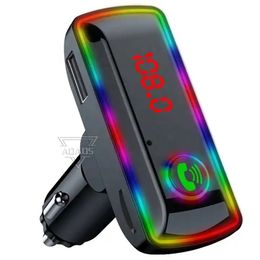 F11 BT FM Transmitter with 3.1A Dual USB Charging Music Streaming Hands-Free Calling Radio Adapter Car Kit 7 Colours Backlit