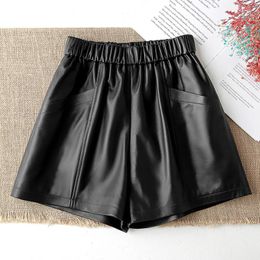 Women's Shorts Women Fashion Real Leather Pants 2023 Spring Autumn Lady Short Trouser Mini Genuine Sheepskin AEL4067