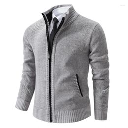 Men's Sweaters 2023 Cardigan Men Slim Knitted Mens Autumn Winter Fashion Stand Collar Zipper Knitting Sweatercoat