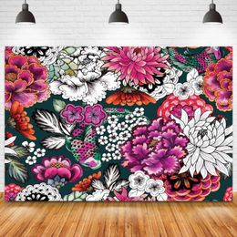 Party Decoration Watercolor Floral Embroidery Pattern Pograhy Background Kids Birthday Decor Cake Table Cover Banner Backdrop