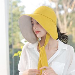 Wide Brim Hats Bucket Ladies Summer Outdoors High Quality Sun Cap without Top Female Face Protect Anti UV Hat Woman Large Fisherman 230407