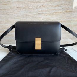 10A Tier Mirror Quality Luxurys Designer Bag Women Medium Purses 24cm Teen Polished Cowhide Leather Shoulder Crossbody Black Color Classic Box Bag Free Shipping
