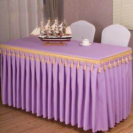 Table Skirt Rectangle Baby Showers Party Wedding Banquet Tablecloth Decorate Solid Color Cover Tableware C