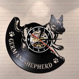 Wall Clocks Longplay Clock Record German Shepherd Laser Cut Timepiece Dog Breed Home Decor Silent Move Watch